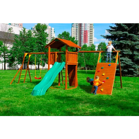 Детские городки Jungle Cottage + Climb Module X'tra + Рукоход с качелей + Rock - Фото 3