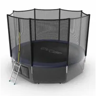 Батут с внешней сеткой и лестницей EVO JUMP External 12ft (Blue) + нижняя сеть